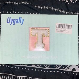 Uygafly Personalized Fanny Pack with Gold and Pink T Design